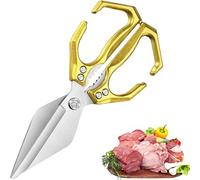 Seattleget Multifunctional Heavy-Duty Kitchen Shears, Sharp Stainless Poultry Scissors Heavy Duty Cut Bone, 2 in 1 Ergonomic Kitchen Scissors for Meat, Chicken, Seafood Cutting (Yellow)
