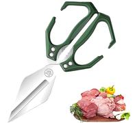 Seattleget Multifunctional Heavy-Duty Kitchen Shears, Sharp Stainless Poultry Scissors Heavy Duty Cut Bone, 2 in 1 Ergonomic Kitchen Scissors for Meat, Chicken, Seafood Cutting (Green)