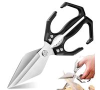 Seattleget Multifunctional Heavy-Duty Kitchen Shears,Stainless Multi-Functional Kitchen Scissors,2 in 1 Ergonomic Kitchen Scissors for Chicken, Meat,Seafood Cutting (Black)