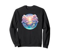 Seaturtle Beach Sea Turtle Shell Beachy Blue Pink Sunset Art Felpa