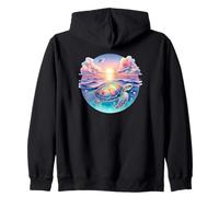 Seaturtle Beach Sea Turtle Shell Beachy Blue Pink Sunset Art Felpa con Cappuccio