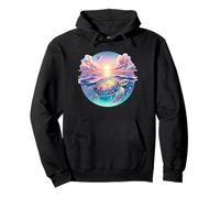 Seaturtle Beach Sea Turtle Shell Beachy Blue Pink Sunset Art Felpa con Cappuccio
