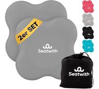 Seatwith Tappetino Ginocchia (Confezione da 2) - Pilates Cuscino con Borsa Trasporto + Istruzioni PDF per l'Allenamento - Massimo Sollievo e Supporto per Ginocchia, Polsi e Gomiti - 20x20 cm -Grigio