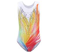 SEAUR - Body da ginnastica da bambina, senza maniche, per ginnastica, danza, danza, yoga, classico, maglia per bambini dai 4 ai 13 anni, Fiamma colorata, 8-9 Anni