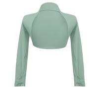 SEAUR Coprispalle Maniche Lunghe Bambina Bolero Ragazza Top da Danza con Fori per i Pollici Crop Top Sportivo Cardigan per Balletto Verde 11-12 Anni