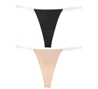SEAUR Donna Perizoma Slip Invisibile Thong Mutandine Elastico con Cinturino Trasparente Regolabile Tanga Intimo Senza Cuciture a Vita Bassa Pacco da 2 Taglia L