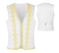 SEAUR Gilet da uomo medievale gotico nero oro steampunk cosplay carnevale costume Halloween costume per adulti S M L XL XXL, bianco, XXL