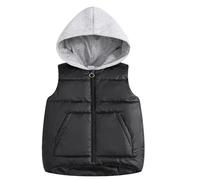 SEAUR Giubbotti con Cappuccio Inverno Bambina 7-13 Anni Cappotto senza Maniche Ragazza Ragazzo Caldo Giacca Senza Maniche Leggero Mezza Stagione, Nero , 146 cm