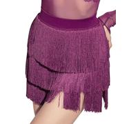 SEAUR Gonna da ballo latina da donna con frange, gonna con pantaloncini, abbigliamento da ballo, tango rumba cha, cha, samba, lunghezza gonna 43-46 cm - EU S-XL (Aisa M-2XL), Viola, M
