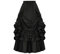SEAUR Gonna vittoriana da donna rinascimentale medievale maxi gonna con volant a vita alta, linea ad A, gonna lunga steampunk, vintage, carnevale, feste, cosplay, B# Nero, XXXL
