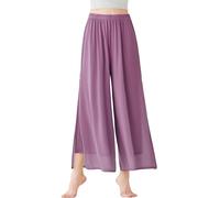 SEAUR Pantaloni da danza da donna, in chiffon, a gamba larga, per danza orientale, latina, pilates, yoga, palazzo, pantaloni estivi, per il tempo libero, S-XL