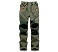 SEAUR Pantaloni softshell per bambini, imbottiti, invernali, caldi, da trekking, impermeabili, antivento, da neve, 115 - 175 cm, Verde militare chiaro, XX-Large