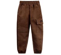 SEAUR Pantaloni termici da ragazza, invernali, imbottiti, per bambini, in corda, spessi, per il tempo libero, con elastico in vita, tasche per il tempo libero, UE, 110-164, marrone, 140-146 cm