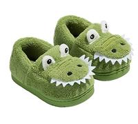SEAUR Pantofole in peluche per bambini e bambine, invernali, calde, in cotone, soffici, per interni ed esterni, 21-29 EU, C coccodrillo verde, X-Large