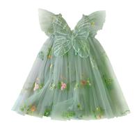 SEAUR Robe de Bébé Fille Tulle Farfalla Principessa Abiti Broderie Fleurs Festa di Nozze Verde 80