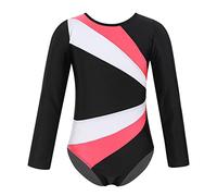 SEAUR - Tuta da ginnastica da bambina, a maniche lunghe, colore nero, senza maniche, danza, balletto, yoga, abbigliamento classico, maglia da ginnastica, 5-14 anni, Rosa-Weiß-Scharz1, 11-12 Anni