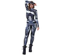 SEAUR Tuta robotica da donna, per Halloween, per cosplay, scheletro e ossa, per carnevale, taglia L