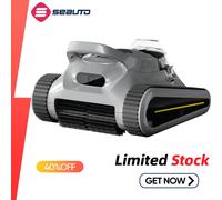 Seauto Cordless Pool Vacuum Robot: Wall Climbing 180W potente aspirazione per piscine fuori terra e interrate fino a 2000 piedi quadrati. Gray