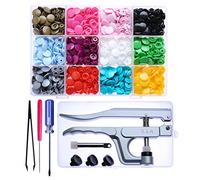 Seawhisper Kit bottoni a pressione, 360 pezzi, T5, con valigetta e pinzetta, 12 colori, per scrapbooking, lavori fai da te, 360 T5 snaps+Zange Werkzeuge