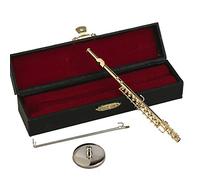 Seawoo rame in miniatura flauto con supporto e custodia mini strumento musicale in miniatura casa delle bambole modello Mini oro flauto mini Silver Christmas Gift 5.39" Old Skool Pro