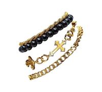 SEAYACK 4Pcs Elegante Catena Da Polso Perline Gioielli Croci Perline Braccialetti Set Elegante Catena Da Polso Gioielli Per Le Donne Moderne, Acciaio inossidabile
