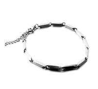 SEAYACK Bracciale tennis da donna in acciaio robusto elegante catena cubana stile hip hop moda gioielli regolabili regali, 16CM long 5CM tail c, Acciaio al titanio