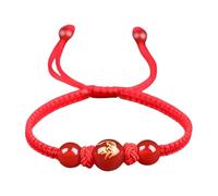 SEAYACK Braccialetto a serpente cinese con cordino rosso, regolabile, gioiello portafortuna intrecciato in corda, adatto per donne e uomini, regalo, Agata rossa, corda intrecciata