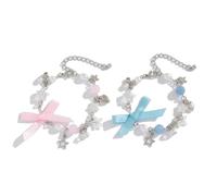 SEAYACK Braccialetto con nappe con fiocco e perle finte, alla moda, per ragazze che mostrano grazia, Perla sintetica