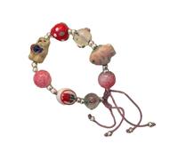 SEAYACK Braccialetto vintage a forma di orsetto di fragola, robusto braccialetto intrecciato unico ornamento per gli amanti della moda, Metallo