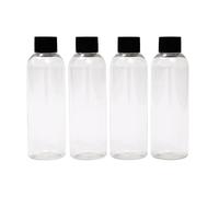SEB Enterprises Bottiglie da viaggio da 100 ml con coperchio a vite nero, confezione da 4, senza BPA, durevoli, a tenuta stagna