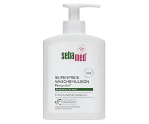 Sebamed Emulsione di lavaggio senza sapone con dispenser da 200 ml, pulizia senza sapone per pelli sensibili, rafforza la barriera cutanea, adatta per la pulizia di mani, viso e corpo