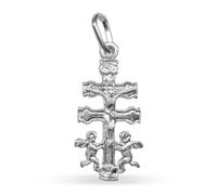 Sebaoth - Orecchini con Croce di Caravaca, benedetti, in argento sterling 925, con angioletti, in diverse misure e argento, cod. AP-Plata