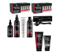 SEBORADIN Maria Black Set Uomo - Fiale - Dermaroller - Siero Notturno Anticaduta Cuoio Capelluto - Shampoo e Lozione 200 ml - Peeling Cuoio Capelluto - Crema Viso 50 ml - Gel Doccia 2in1