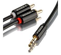 SEBSON Cavo Adattatore da Jack 3.5 mm a 2 RCA Maschio (rosso e bianco) - 10m - schermato, placcato oro - Cavo Audio per Cuffie, Amplificatore, Stereo