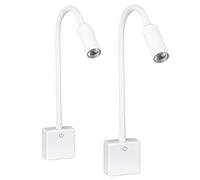 SEBSON Luce Notturna LED da Presa - Set da 2, dimmerabile, flessibile, 4W | Bianco Neutro 4000K, Applique da Parete - Lampada da Lettura con Spina