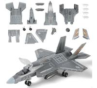 SEBUNAS Kit modello di aereo da caccia F-35 in scala 1:72, modello di aereo giocattolo militare F-35 in plastica con supporto, regalo per bambini (27 pezzi)
