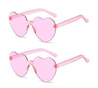 SECALIFE Occhiali da sole da donna multicolore a forma di cuore senza montatura 2 pezzi, rosa