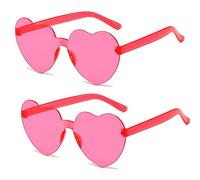 SECALIFE Occhiali da sole oversize senza montatura a forma di cuore - Occhiali colorati per le donne, rosso rosa
