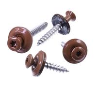 SECCARO Confezione da 100 viti idrauliche 4,5 x 25 mm RAL 8004 marrone rame, acciaio inossidabile A2, rondelle di tenuta EPDM 15 mm, TX/esagono incassato