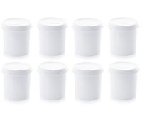 Secchi da 30 l con coperchio, senza staffa, per alimenti, colore: bianco, in plastica, set da 8