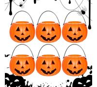 Secchi fantasma di Halloween da 15 cm, secchio per zucca, contenitore per caramelle con coperchio, secchio per zucca fosforescente, contenitori per quartiere all'aperto, scuola, bambini, costume