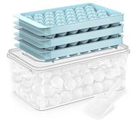 Secchielli per il ghiaccio con coperchio e contenitori, con 3 vassoi in silicone Stampi per il ghiaccio senza BPA e mini palline di ghiaccio facili da rilasciare da 33x3 25 mm per caffè, succhi,