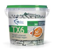 Secchiello Box 300 Tasselli Universali TX6 Nylon 6X30 mm Vite 4,5x40 mm 300 +50 omaggio tappo verde