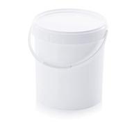 Secchio da 20 l con coperchio, per uso alimentare, 20 litri, bianco, secchio in plastica