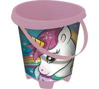 Secchiello da spiaggia Mondo Unicorn 17 cm plastica stampata manico rosa multicolore - Nouvo