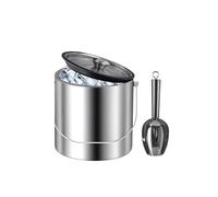 Secchiello for ghiaccio in acciaio inox a doppia parete isolato da 2/3/4 litri con coperchio e contenitore for paletta for accessori bar for cocktail champagne(3L silver)