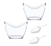 Secchiello for ghiaccio trasparente da 4 litri, pala, vaschetta for bevande in plastica for vino, champagne, cocktail, bar, cestino portafrutta portatile for feste(4pcs)