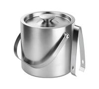 Secchiello for il ghiaccio in acciaio inossidabile isolato sotto vuoto con coperchio e pinze, refrigeratore for bevande isolato a doppia parete for vino e champagne(2L)