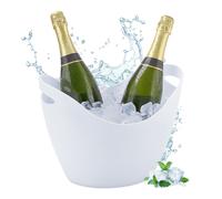 Relaxdays Secchiello per Ghiaccio, Ice Bucket 8L, Porta Bottiglie Champagne e Spumante, 25,5x35x25,5cm, Plastica, Bianco