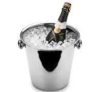 Secchiello Ghiaccio Porta Bottiglia da Tavolo in Acciaio Inox, con pomelli | Glacette Spumante e Vino con Pomelli Laterali Ergonomici, D.21 cm H21 cm, Bottiglie Fresche per Casa e Ristorazione